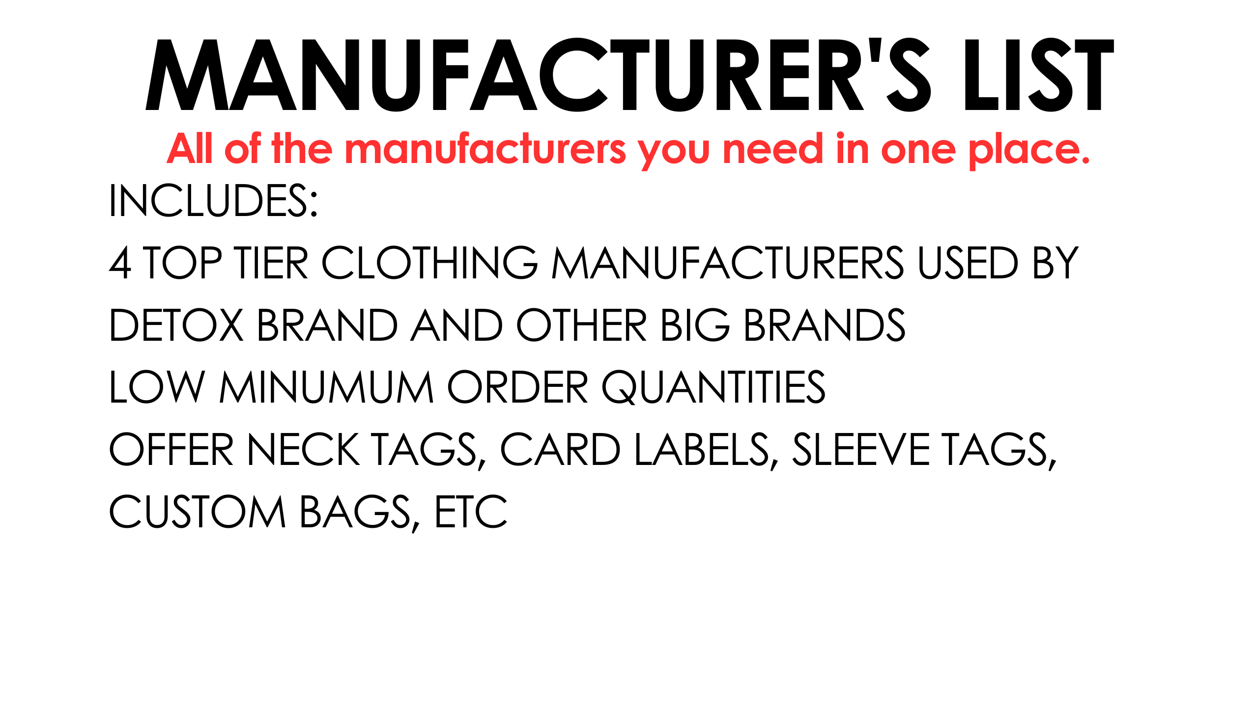 Manufacturers List